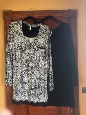 Soma Nighties Bundle.       Black & White Paisley and Black Nightgowns XL